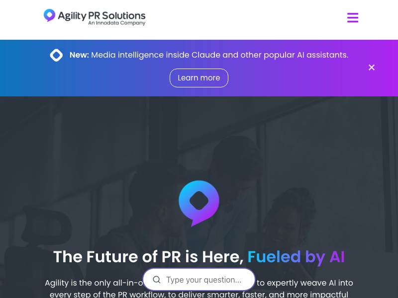 Agility PR homepage