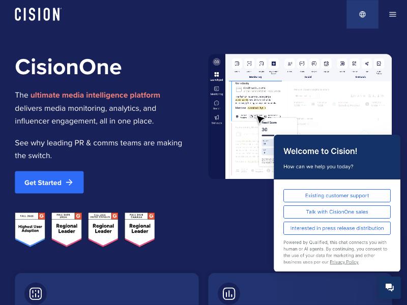 Cision homepage