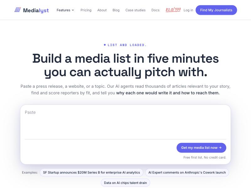 Medialyst homepage