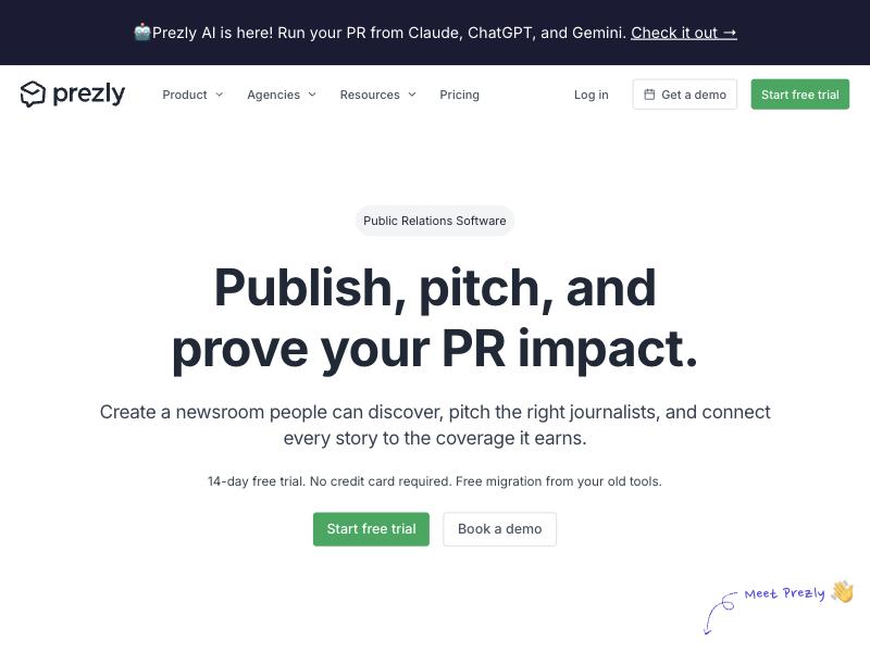 Prezly homepage